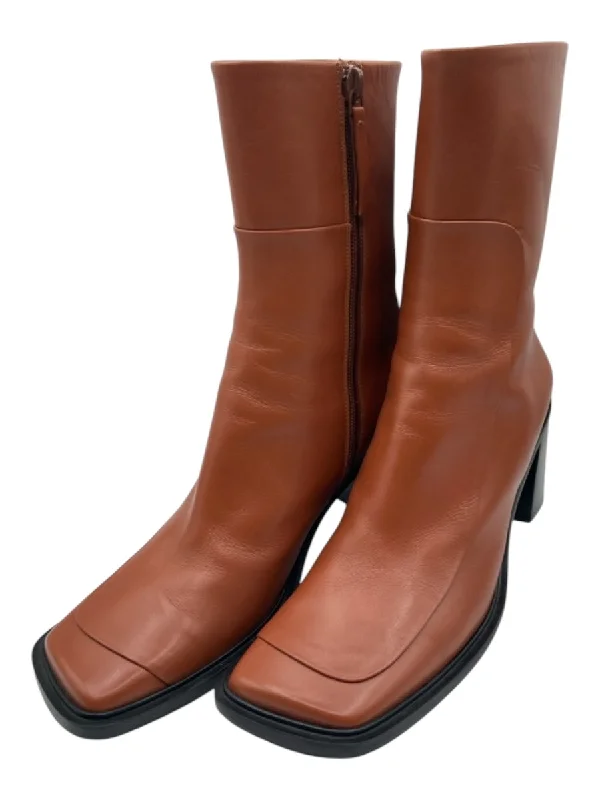 booties for snow-  The Row Shoe Size 38.5 Tan Leather Square Toe Side Split Booties