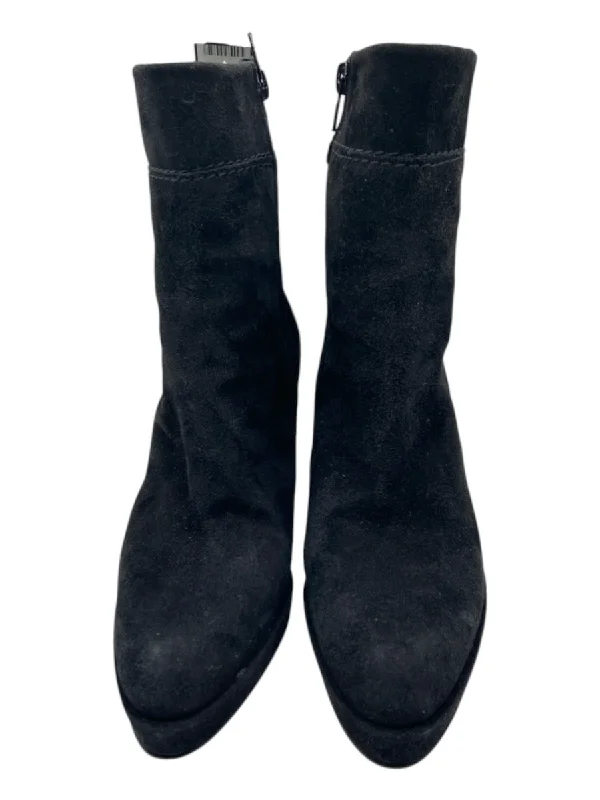 booties for long hours of standing-  Stuart Weitzman Shoe Size 7 Black Suede Side Zip Pointed Almond Toe Booties