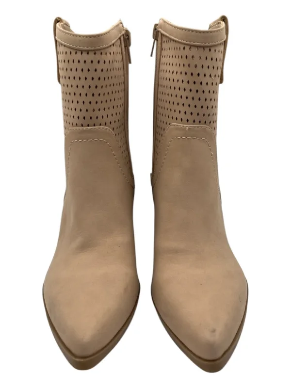 booties for cruelty-free materials-  Dolce Vita Shoe Size 7 Beige Manmade Material Pointed Toe Perforated Booties