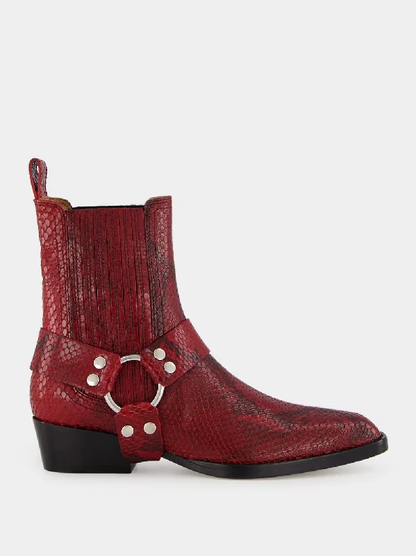 Festival Ankle Boots-Helena Python Ankle Boots