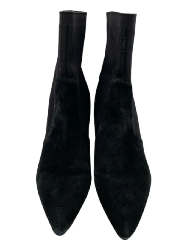 booties for active lifestyle-  Marc Fisher Shoe Size 11 Black Suede & Elastic Ribbed Pointed Toe Booties