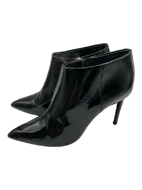 booties for rain-  Lanvin Shoe Size 40 Black Patent Leather Pointed Toe Inner Side Zip Booties