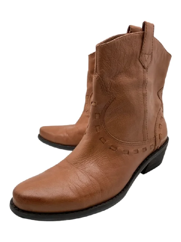 booties for fall outfits-  Franco Sarto Shoe Size 7.5 Tan Leather Upper Ankle Western Booties