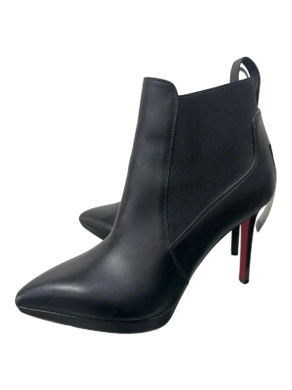 booties for fashion influencers-  Christian Louboutin Shoe Size 36.5 Black Leather Chelsea Pointed Toe Booties