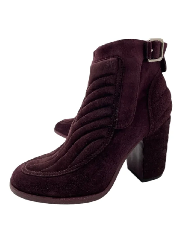 booties for biking-  Laurence Dacade Shoe Size 38 Purple Suede Block Heel Quilted High Heel Booties