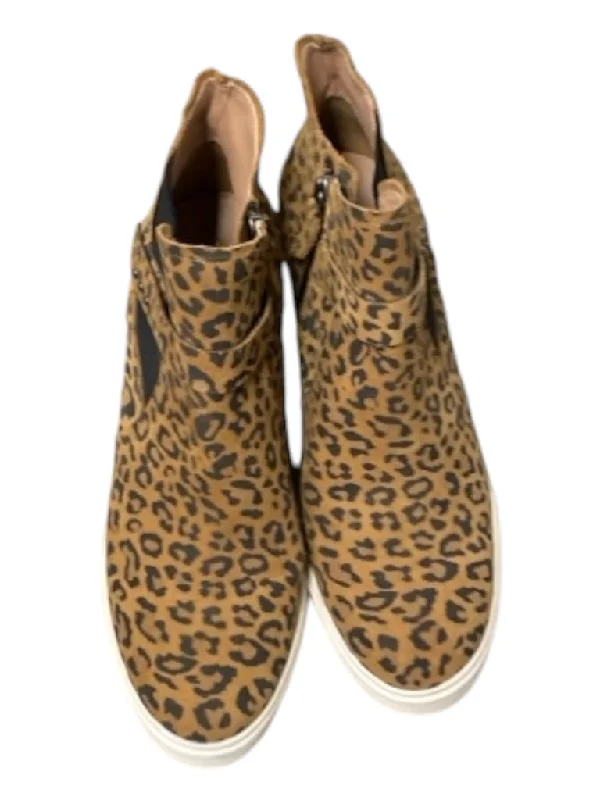 booties for postpartum-  Paolo Shoe Size 9 Brown & Black Suede Almond Toe Animal Print Booties