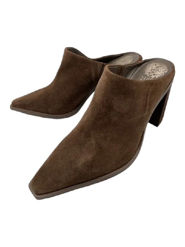 booties for healthcare workers-  Vince Camuto Shoe Size 9 Brown Suede Pointed Toe Mule Pump Booties