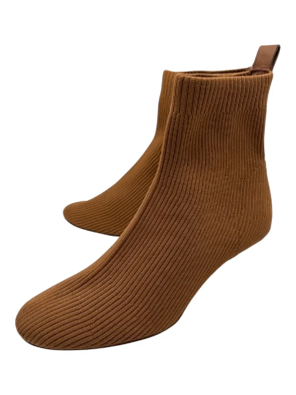 booties for western style-  Everlane Shoe Size 9.5 Brown Knit Ribbed Pull On Round Toe Booties