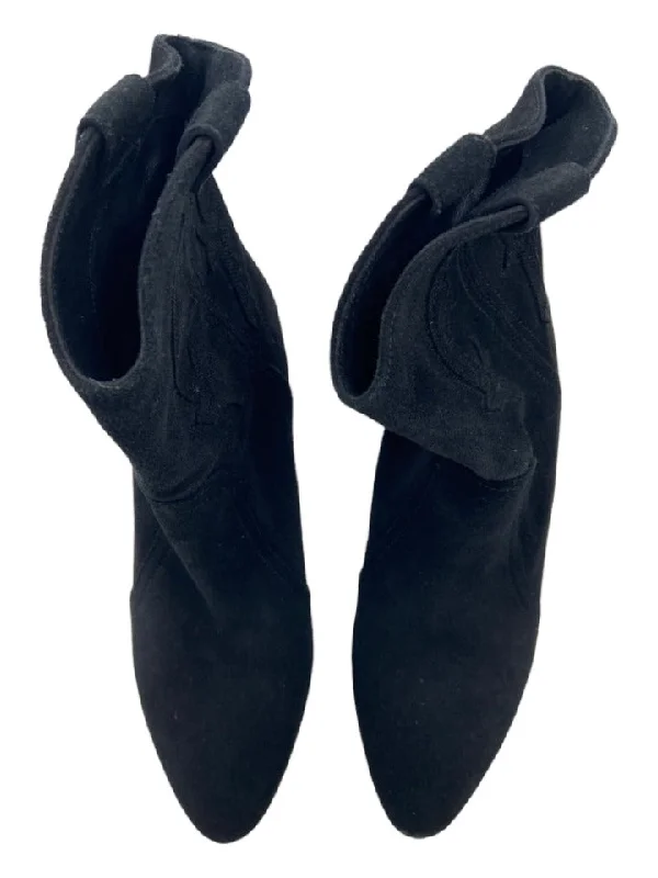 booties for gothic style-  Ba&sh Shoe Size 40 Black Suede Stiletto seam detail Ankle Boot Western Booties