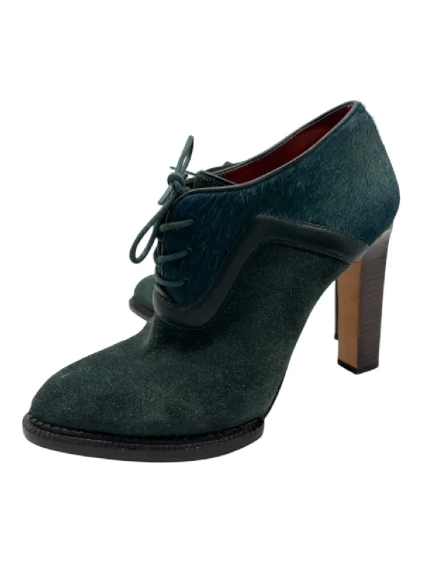 booties for modern fashion-  Rachel Roy Shoe Size 8 Teal Green Suede Ponyhair Block Heel Ankle Boot Booties