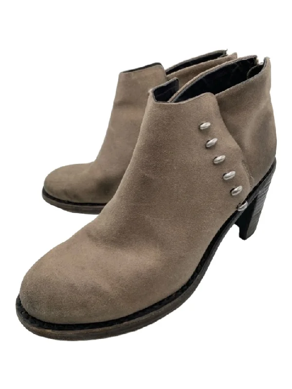 booties for farm work-  Rag & Bone Shoe Size 38.5 Beige & Brown Suede Ankle Round Toe Booties