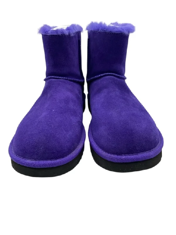 booties for arch pain-  Ugg Shoe Size 10 Violet Leather Suede Fur Lined Booties