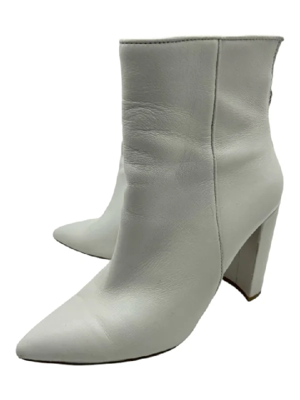 booties for newborns-  Steve Madden Shoe Size 8.5 White Leather Pointed Toe Ankle Zip Booties