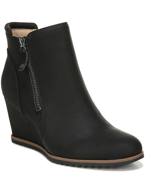 Flattering Ankle Boots-Haley Womens Zipper Ankle Wedge Boots