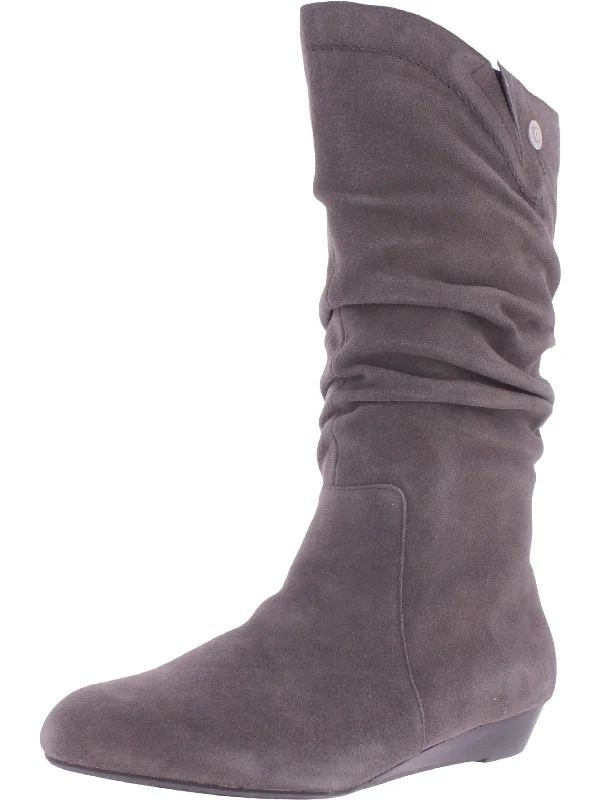 booties with metallic finish-  Dixie Womens Slouchy Mid-Calf Booties