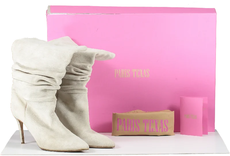 Tie-Dye Ankle Boots-Paris Texas Beige Slouchy Suede Heeled Ankle Boots UK 7 EU 40 👠