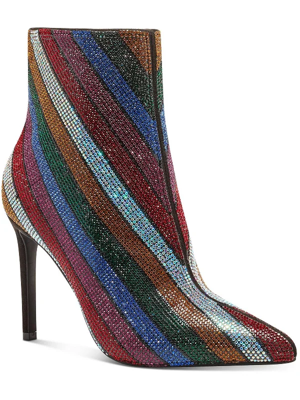 Weekend Ankle Boots-Reisa 2 Womens Striped Rhinestone Ankle Boots