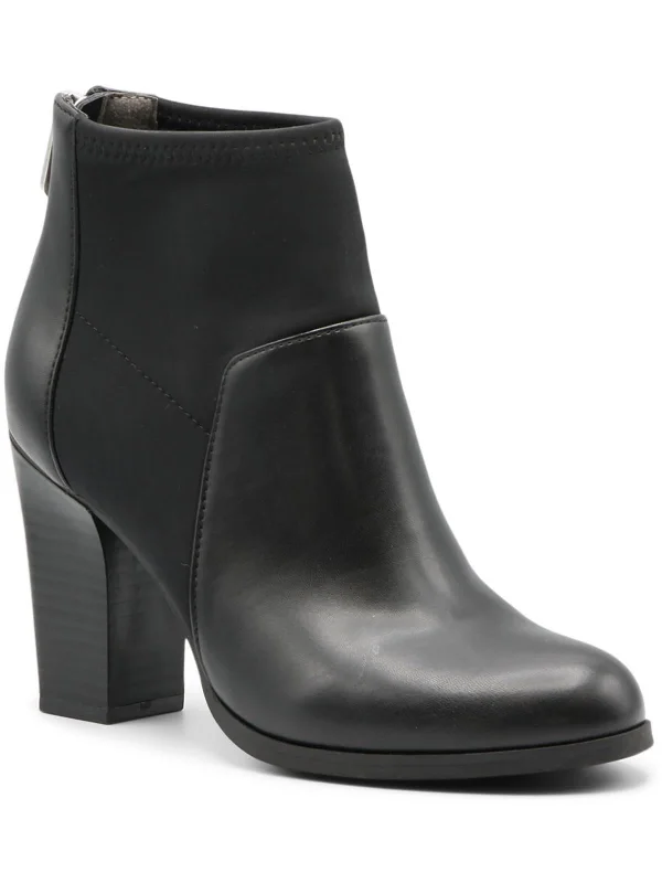 Anti-Fade Ankle Boots-Ratti Womens Leather Block Heel Ankle Boots