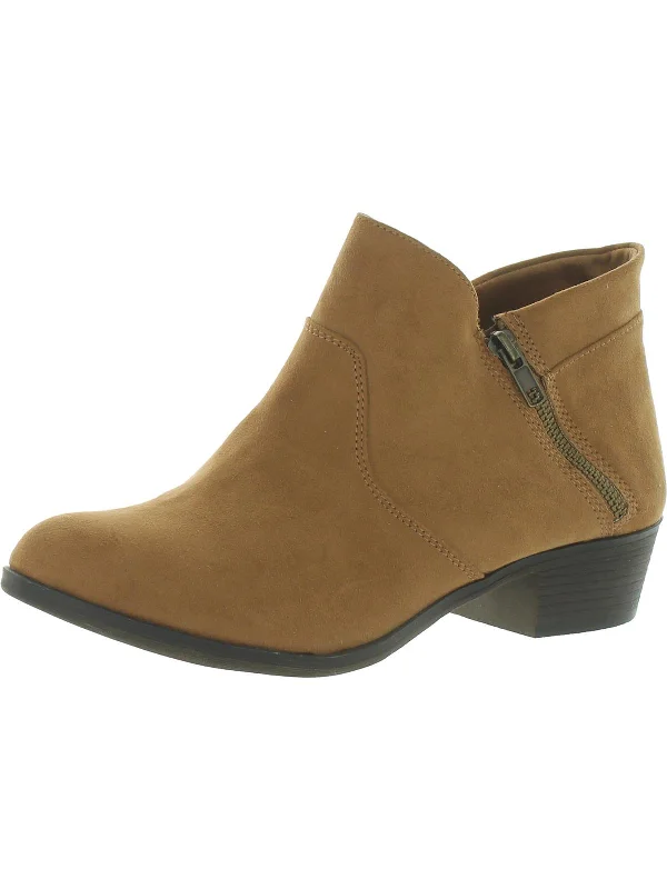 Neutral-Tone Ankle Boots-Abby Womens Faux Suede Block Ankle Boots