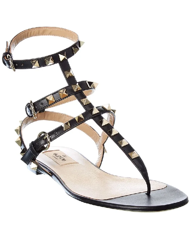 Sandals-for-youtubersSandals with Waterproof Feature-Valentino Rockstud Caged Leather Ankle Strap Sandal