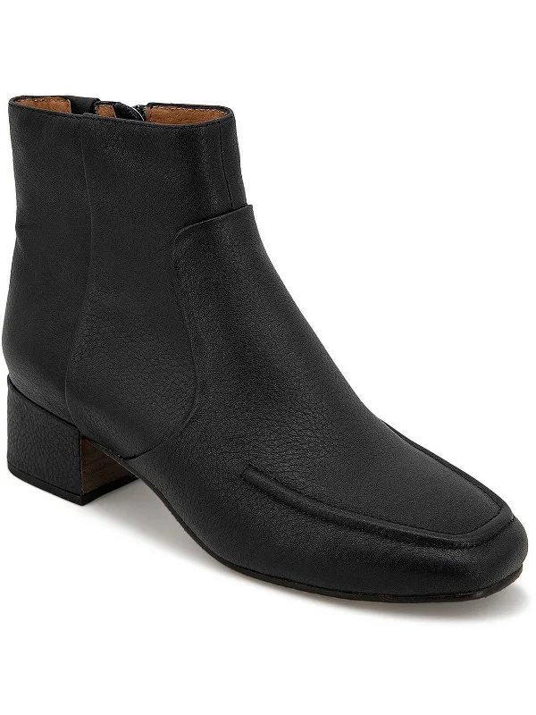 Go-To Ankle Boots-Ella Apron Bootie Womens Leather Pebbled Ankle Boots