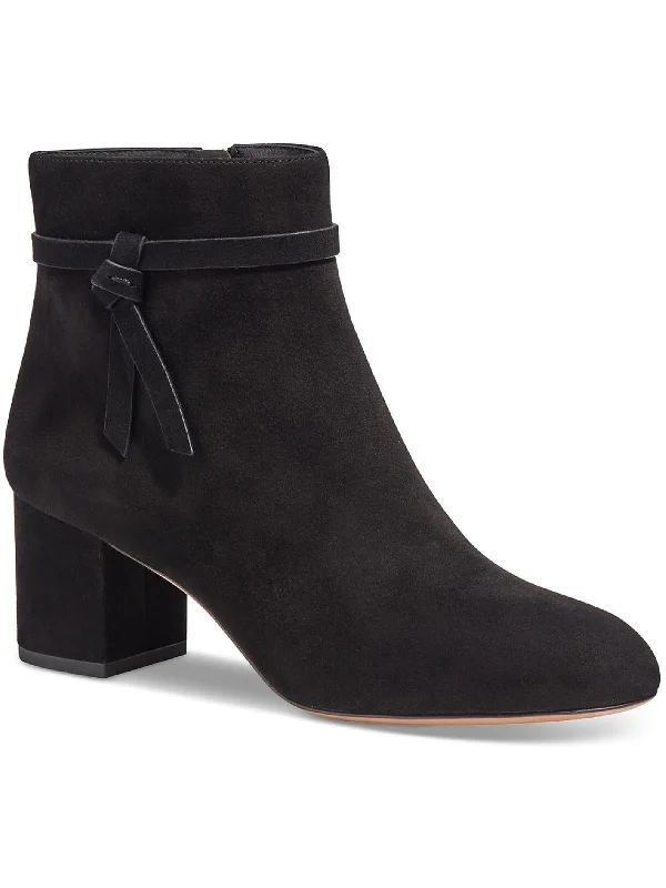 booties with leather material-  Knott Womens Suede Side Bow Booties