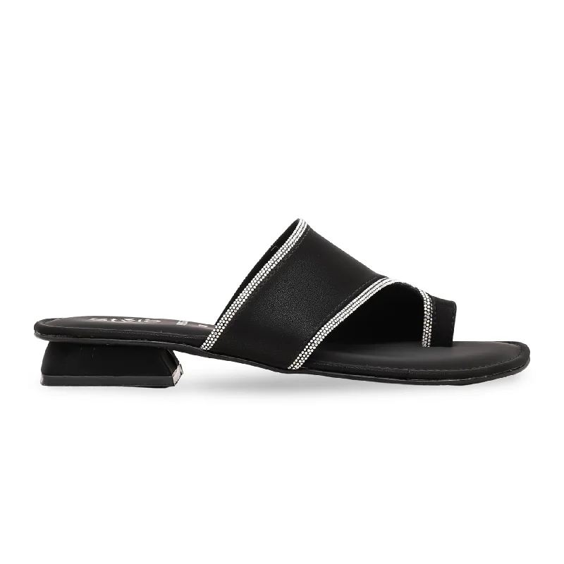 Slippers series marathon-Slippers with fresh heels-Black Formal Chappal FR0533