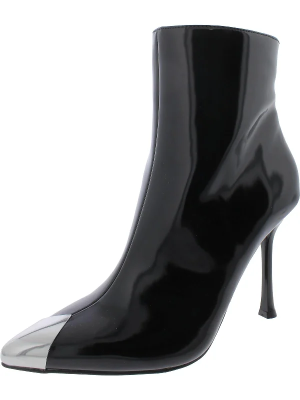 Heavy-Leather Ankle Boots-Rohese Womens Patent Ankle Boots