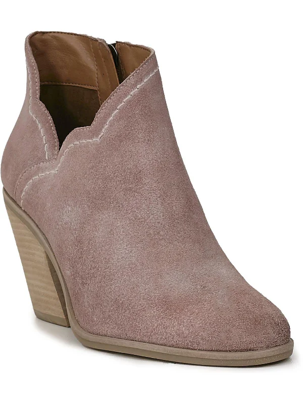 Functional Ankle Boots-Lakelyy Womens Leather Stacked Heel Ankle Boots