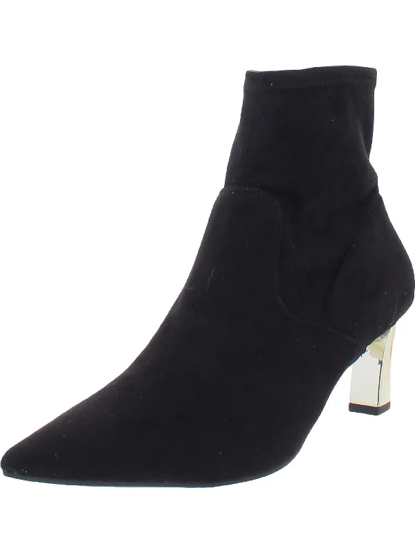 Easy-Care Ankle Boots-Bambey Womens Faux Suede Heels Ankle Boots