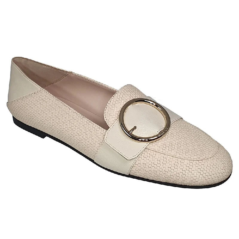 Loafers wholesale price-Loafers with bold designs-Bally Clariska 6301227 Women's Bone Embossed Leather Flats