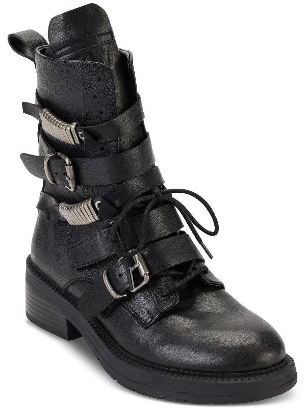 Aesthetic Ankle Boots-Womens Leather Strappy Ankle Boots