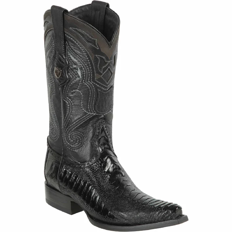 Men's Wild West Ostrich Leg Skin Snip Toe Boots 29405