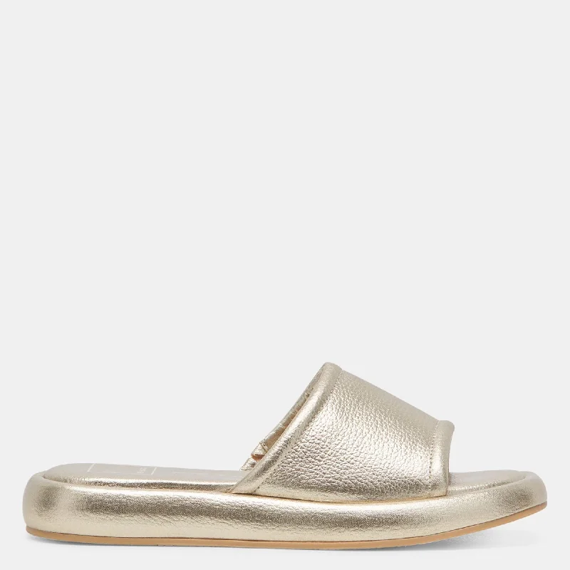 Sandals-for-public-speakersSandals with Sleek Finish-Aisha Sandals Gold Metallic Leather