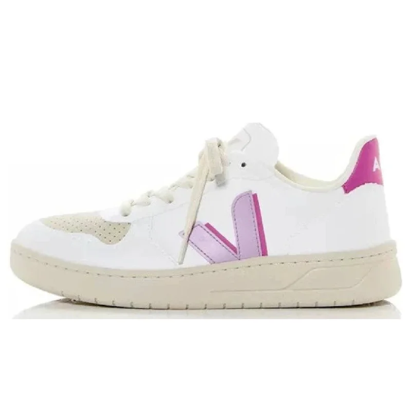 Athletic Shoes anti slip sole-Athletic Shoes for Legs-Veja V-10 CWL White Orchid Ultraviolet Sneaker