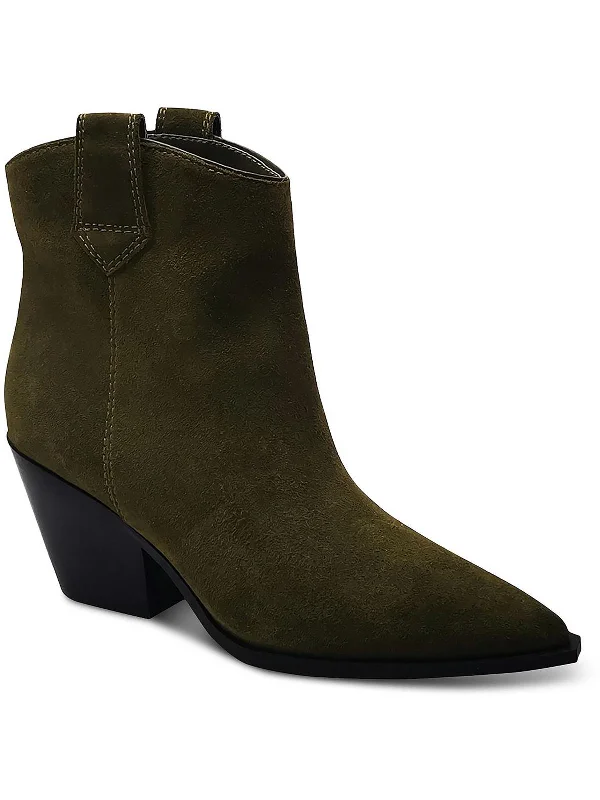 Synthetic-Sole Ankle Boots-Kara Womens Suede Pointed Toe Ankle Boots