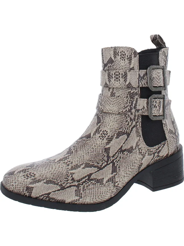 Waterproof Ankle Boots-Salt Biker Jewel Womens Faux Leather Ankle Ankle Boots