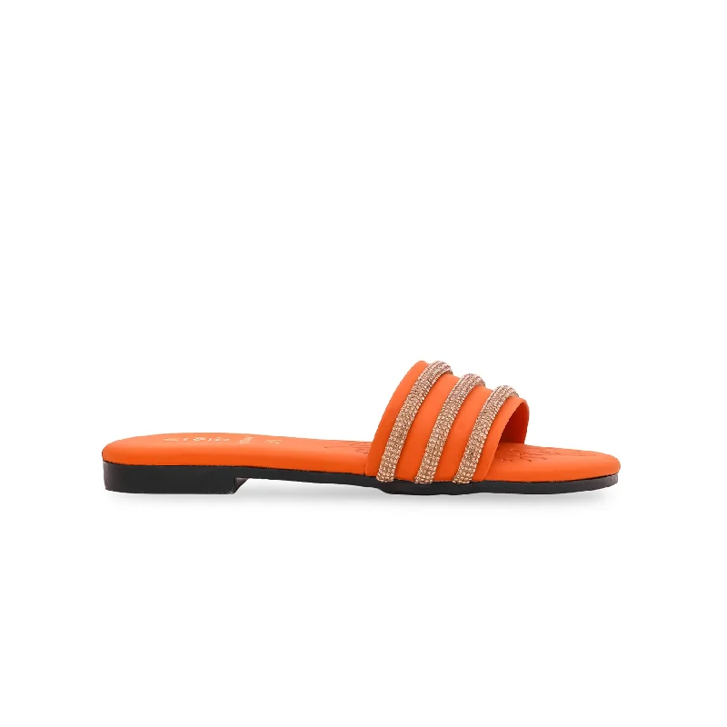 Slippers rock band-Slippers for warm floors-Girls Orange Formal Slipper KD5464