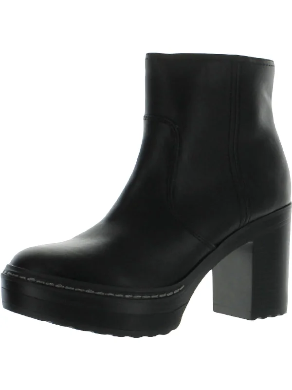 Outlet Ankle Boots-Kiinsley Womens Faux Leather Block Heel Ankle Boots