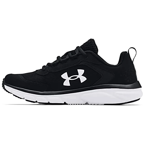 Under Armour boys Boys' Grade School Assert 9 Running Shoe, Black/White, 3.5 Big Kid US