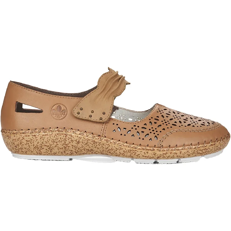 Orange Casual Shoes-Casual shoes for modern trends-Women's Rieker 44896-60 Cindy 96 Sand/Sand Leather