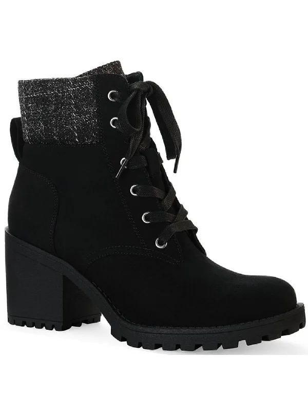 Comfortable Ankle Boots-Romina Womens Knit Ankle Combat & Lace-up Boots