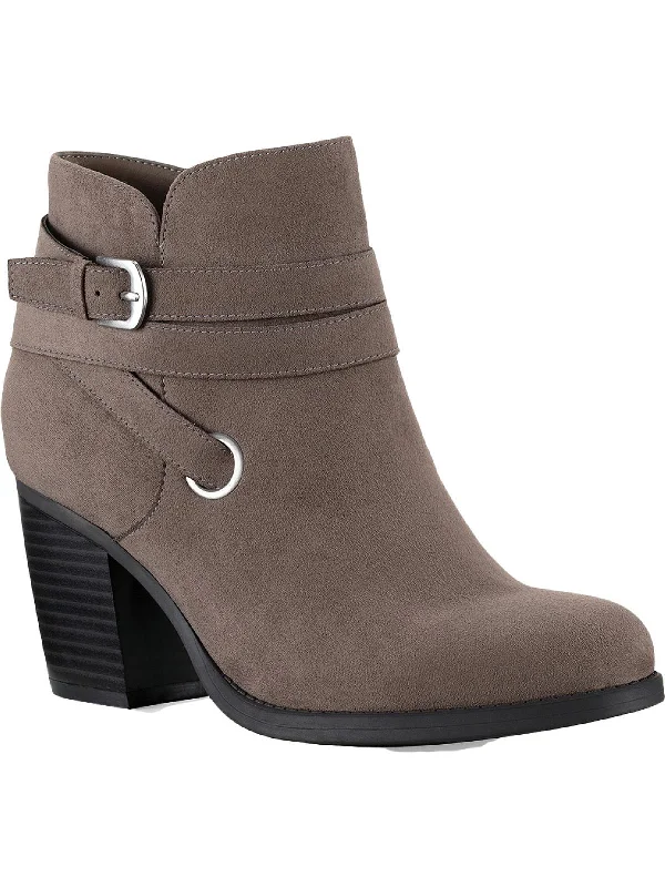 Practical Ankle Boots-Zolaa Womens Faux Suede Block Heel Ankle Boots