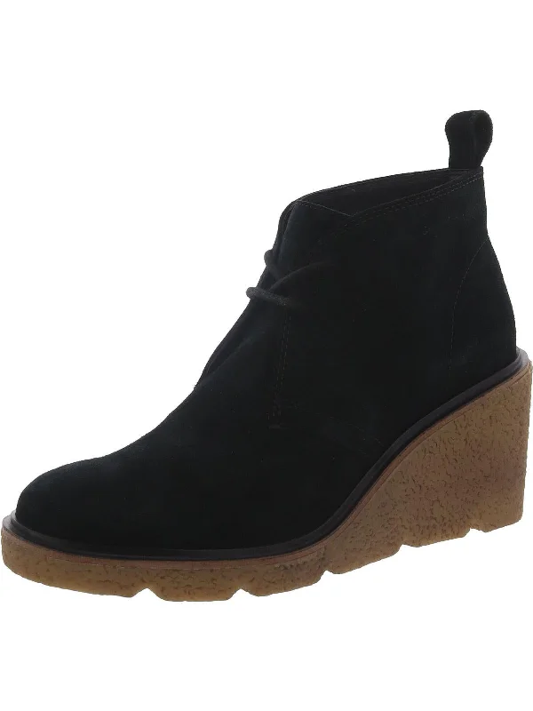 Buckle Ankle Boots-Clarkford Top Womens Suede Ankle Wedge Boots