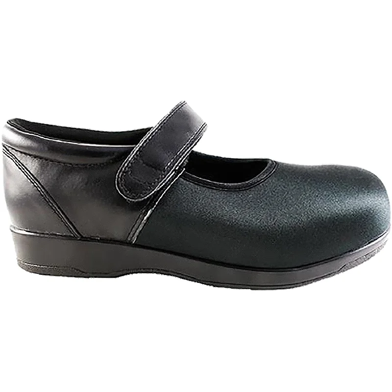 Laid-Back Casual Shoes-Casual shoes with evening heels-Women's Pedors Mary-Jane Stretch Diabetic Orthopedic Shoes Black Leather/Stretch