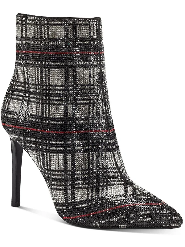 booties for monochrome outfits-  Reisa 4 Womens Rhinestone Plaid Booties