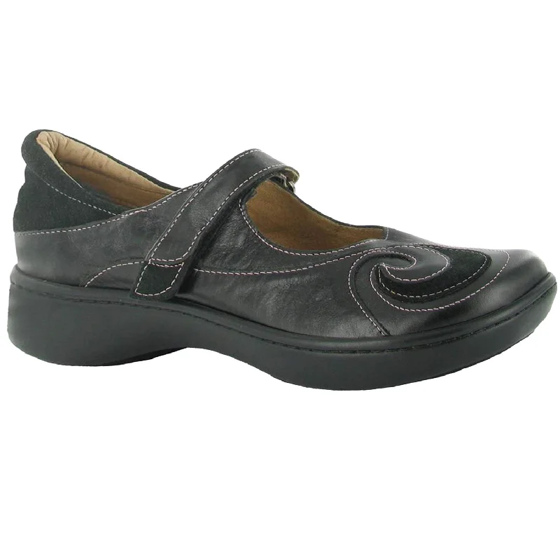 Professional Casual Shoes-Casual shoes with travel comfort-Women's Naot Sea Black Madras Leather/Black Suede