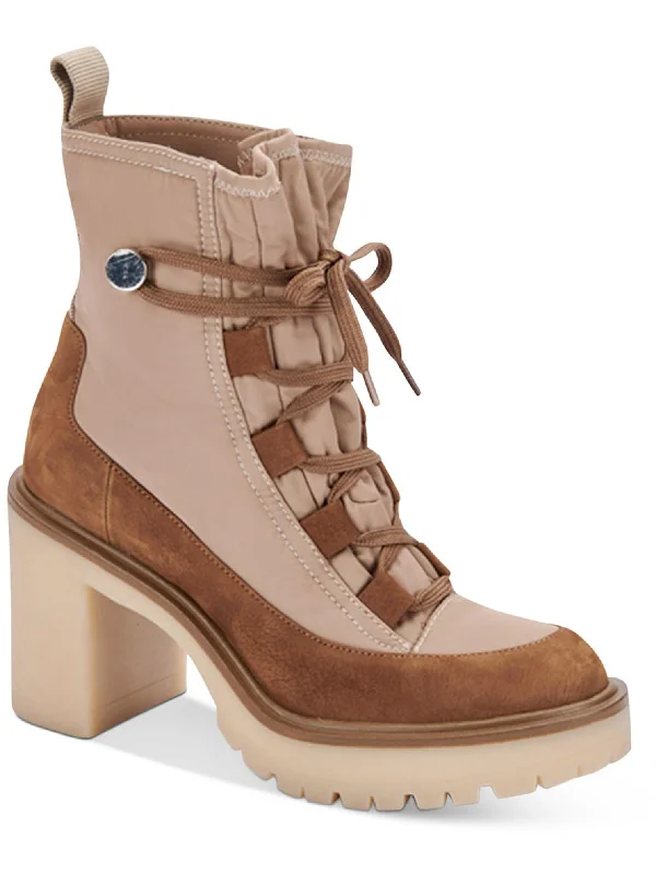 Thick-Sole Ankle Boots-Celida Womens Solid Ankle Combat & Lace-up Boots