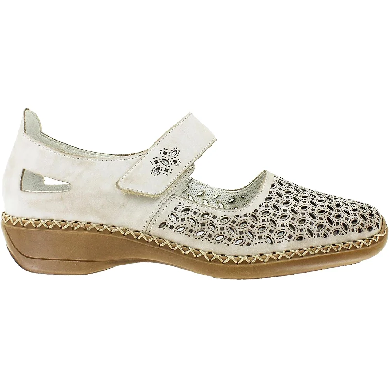 Wanderlust Casual Shoes-Casual shoes with rich heels-Women's Rieker 413G8-62 Doris Grey/Beige Leather