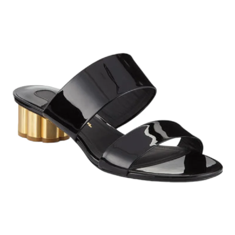 Sandals-for-hospital-workersSandals with Affordable Comfort-SALVATORE FERRAGAMO Belluno Women's 0671048 Nero Patent Sandal